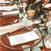 Menu Minimaliste + Merci Note, Mariage Napkin