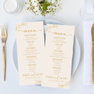 Menu Minimaliste minimaliste Bige Or Branche Mariage fe