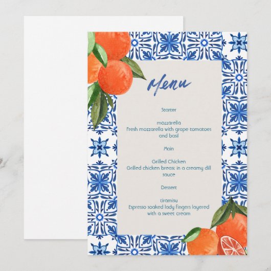 Menu minimaliste moderne (Devant / Derrière)