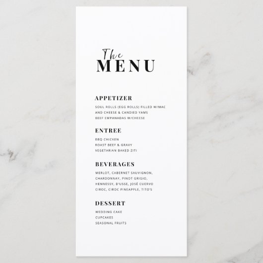 Menu minimaliste moderne (Devant)