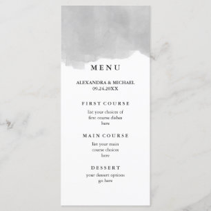 Menu minimaliste moderne gris Mariage d'aquarelle