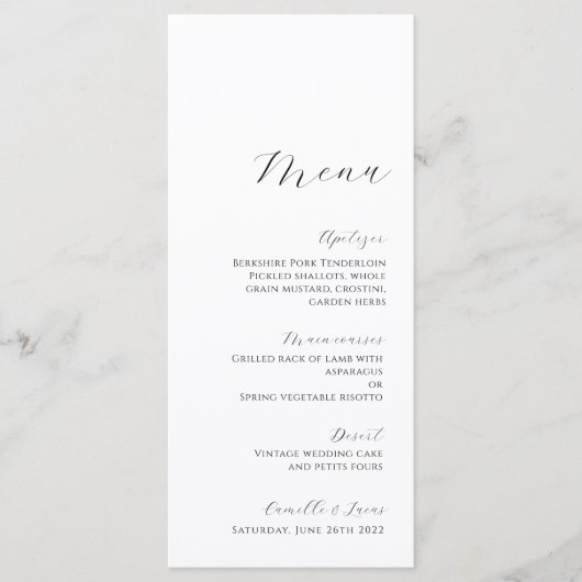 Menu minimaliste moderne Mariage (Devant)
