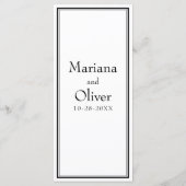 Menu minimaliste moderne Mariage noir blanc (Dos)