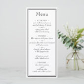 Menu minimaliste moderne Mariage noir blanc (Debout devant)