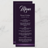 Menu minimaliste moderne Mariage violet (Devant / Derrière)
