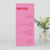 Menu minimaliste moderne rose et rouge grand Modèl (Debout devant)