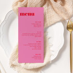 Menu minimaliste moderne rose et rouge grand Modèl<br><div class="desc">Menu minimaliste moderne rose vif et Modèle rouge haute</div>