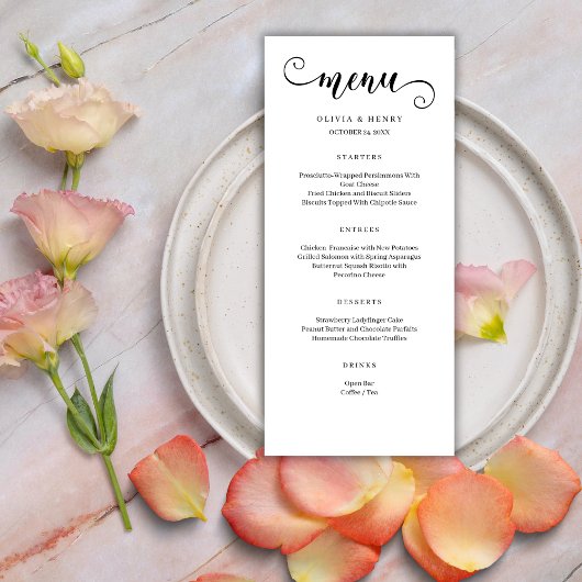 Menu minimaliste moderne Simple Mariage