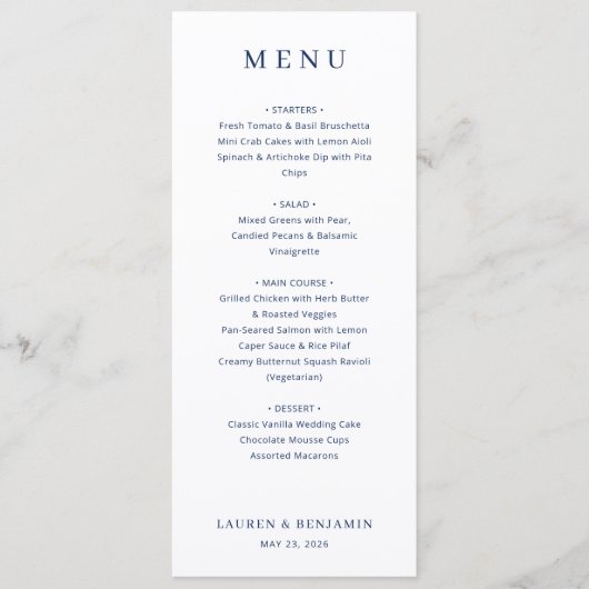Menu minimaliste noir élégant (Devant)