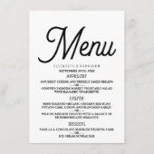 Menu Minimaliste - noir et blanc - Mariage (Devant)