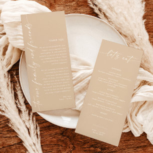 Menu Minimaliste + Note Merci   Mariage Napkin
