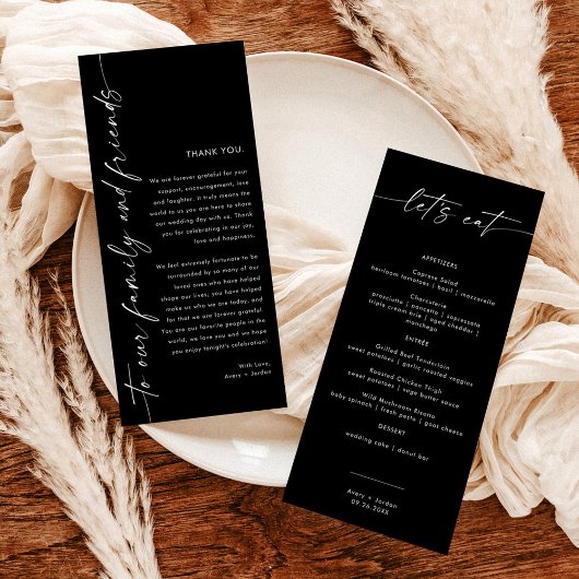 Menu Minimaliste + Note Merci | Mariage Napkin