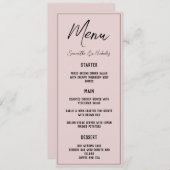 Menu Minimaliste Rose Dusty (Devant / Derrière)