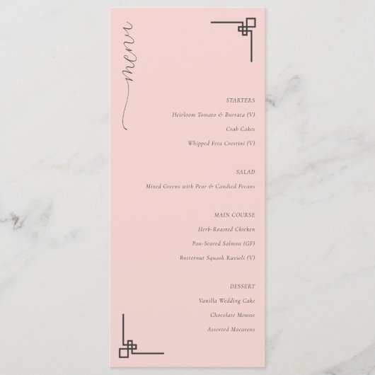 Menu minimaliste rose élégant (Devant)