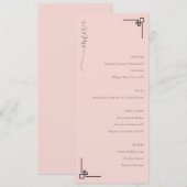 Menu minimaliste rose élégant (Devant / Derrière)