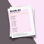 Menu minimaliste Rose Faux Gold Line Hairstyliste<br><div class="desc">Brochure de menu élégant design modèle pour professionnels de la beauté/cheveux. Design simple et élégant,  avec une ligne d'or et un arrière - plan rose/blanc. Design élégant et épuré. Si vous avez besoin d'aide pour customiser ce produit,  veuillez nous contacter.</div>