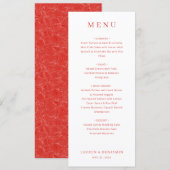 Menu minimaliste rouge élégant (Devant / Derrière)