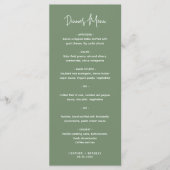 Menu Minimaliste Sage Vert Mariage moderne (Devant)