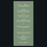 Menu Minimaliste Sage Vert Mariage moderne<br><div class="desc">Menu moderne mariage vert sauge avec un design simple avec en-tête dans une élégante typographie de script et votre menu dans une police sans serif minimaliste. Ce menu chic mariage s'intègre bien à tous les styles de mariage.</div>