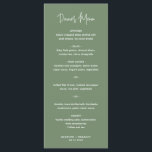 Menu Minimaliste Sage Vert Mariage moderne<br><div class="desc">Menu moderne mariage vert sauge avec un design simple avec en-tête dans une élégante typographie de script et votre menu dans une police sans serif minimaliste. Ce menu chic mariage s'intègre bien à tous les styles de mariage.</div>