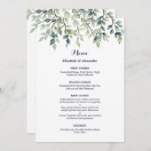 Menu Minimaliste Simple Joli feuille branches mariage (Devant / Derrière)