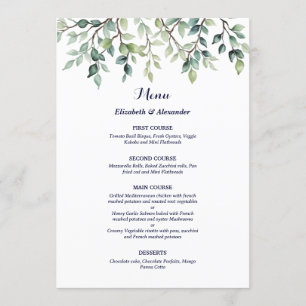 Menu Minimaliste Simple Joli feuille branches mariage