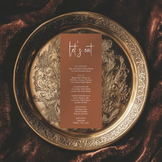 Menu Minimaliste terracotélégant simple mariage moderne