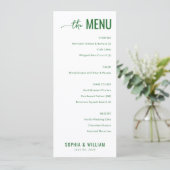 Menu Minimaliste Vert Élégant (Debout devant)