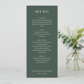 Menu Minimaliste Vert Élégant (Debout devant)