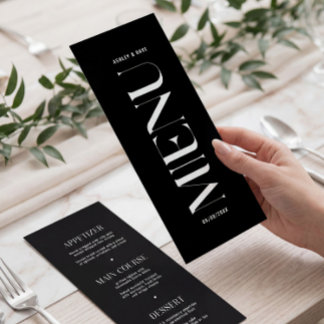 Menu Minimalistisch zwart huwelijk van Classy