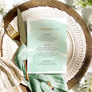 Menu Mint Green Watercolor Gold
