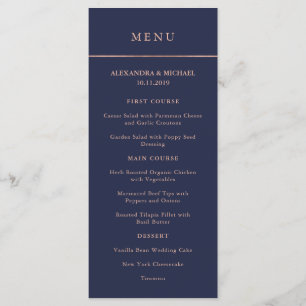 Menu Minuit Bleu et Faux Rose Gold Bordure
