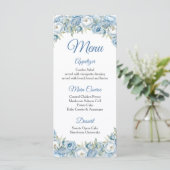 Menu Mis Quince Bleu Floral Argent Couronne Quinceañera (Debout devant)