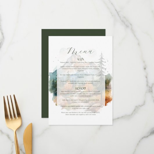 Menu Misty Mountain Mariage (Devant/Arrière en situation)