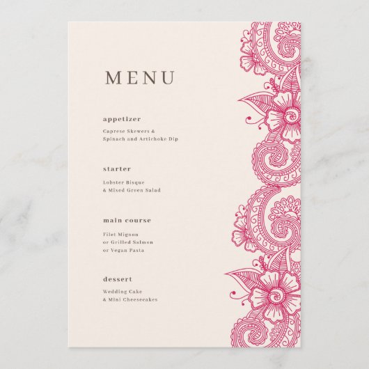 Menu Mod Mehandi Weddenschap (Voorkant)