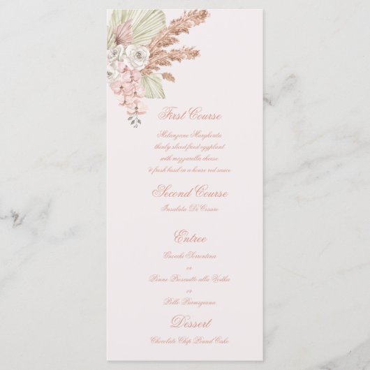 Menu Modèle de menu Boho rose clair (Devant)