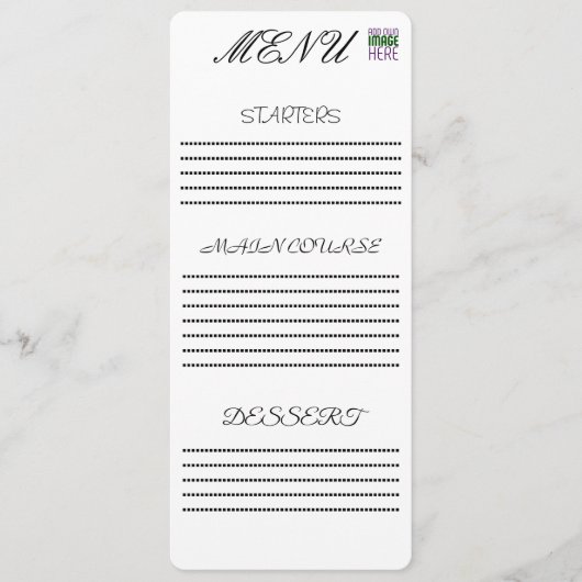 MENU MODELE DE TEXTE D'IMAGE BLANC SIMPLE ÉDITABLE MODE (Devant)