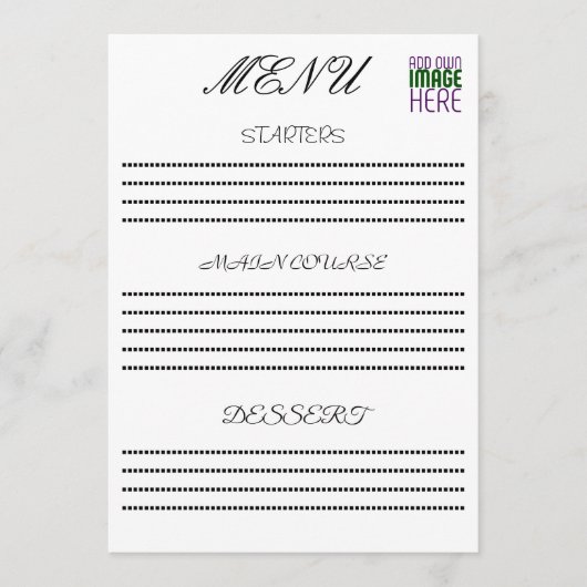 MENU MODELE DE TEXTE D'IMAGE BLANC SIMPLE ÉDITABLE MODE (Devant)