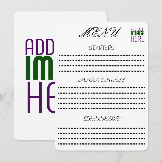 MENU MODELE DE TEXTE D'IMAGE BLANC SIMPLE ÉDITABLE MODE (Devant / Derrière)