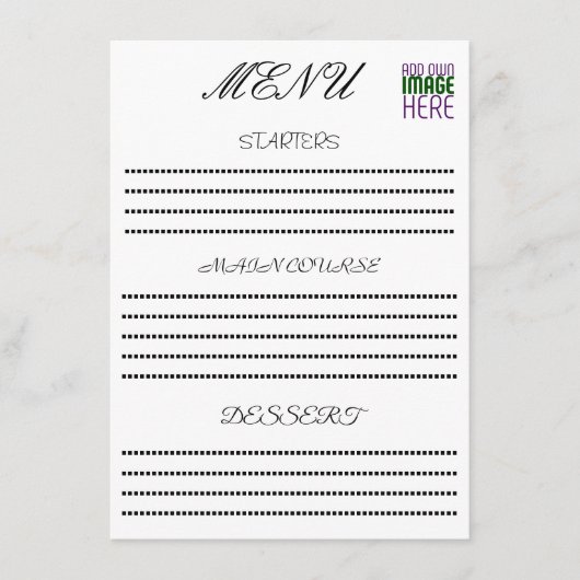 MENU MODELE DE TEXTE D'IMAGE BLANC SIMPLE ÉDITABLE MODE (Devant)