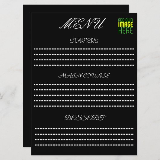 MENU MODELE DE TEXTE D'IMAGE NOIRE SIMPLE ÉDITABLE MODE (Devant / Derrière)