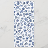 Menu Modern Beach Coastal Watercolor Wedding Blue (Dos)