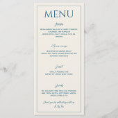 Menu Modern beige blue minimalist wedding (Devant)