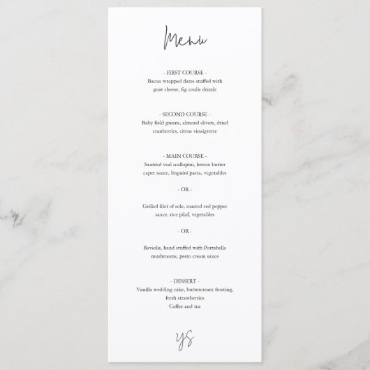 Menu Modern Black and White Chic Wedding (Devant)