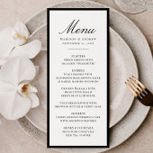 Menu Modern Black Border Wedding