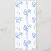 Menu Modern Blue Bow Watercolor Script Bridal Shower (Dos)