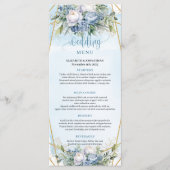 Menu Modern Blue Gold Glitter Frame Greenery Wedding (Devant)