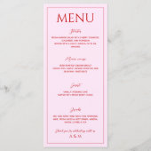 Menu Modern blush pink and red minimalist wedding (Devant)