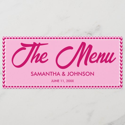 Menu Modern Blush Pink Chevron Stripe Wedding Dinner (Devant)