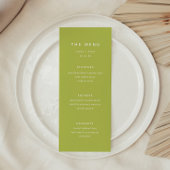 Menu Modern Bright Lime Green Wedding